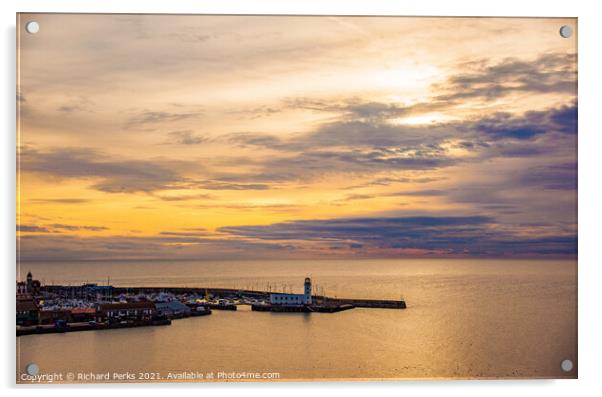 Scarborough Harbour Sunrise Acrylic by Richard Perks