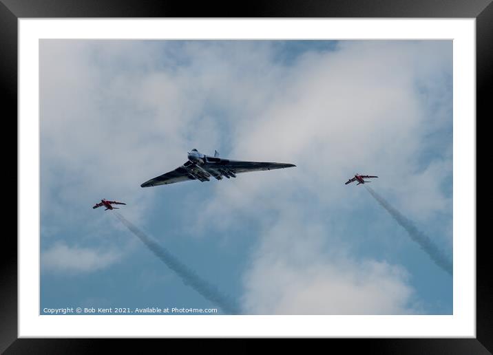 Vulcan XH558 with Red Arrows Escort Framed Mounted Print by Bob Kent