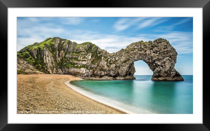 The Majestic Limestone Arch of Durdle Door Framed Mounted Print by AMANDA AINSLEY