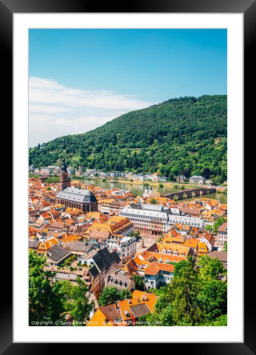 Panorama view of Heidelberg old town Framed Mounted Print by Sanga Park
