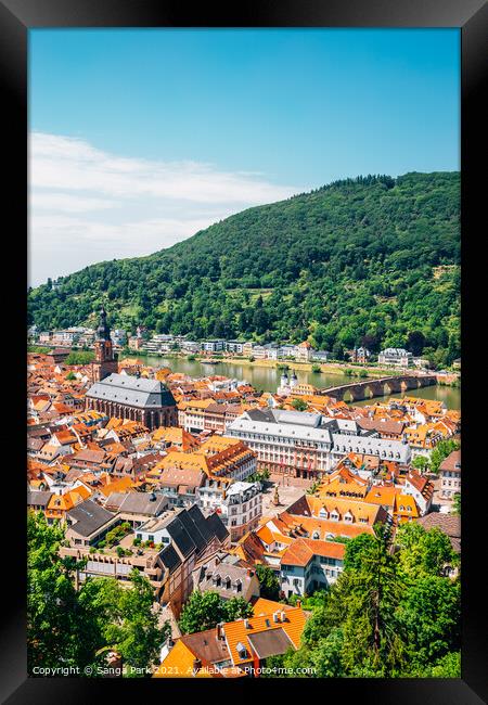 Panorama view of Heidelberg old town Framed Print by Sanga Park