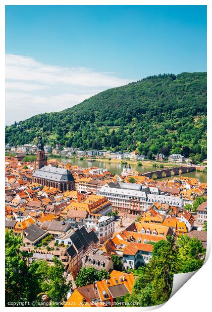 Panorama view of Heidelberg old town Print by Sanga Park