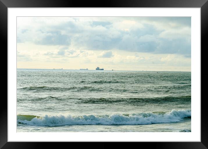 Ship on sea, approaching an harbour Framed Mounted Print by Lucas D'Souza
