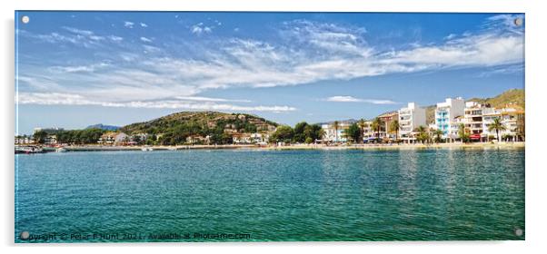 Puerto Pollensa Mallorca Panorama  Acrylic by Peter F Hunt