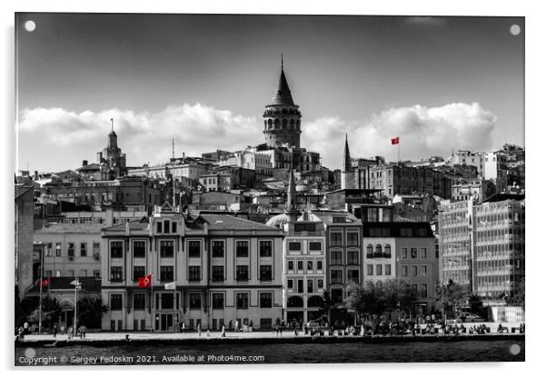 Galata tower in Istanbul. Acrylic by Sergey Fedoskin