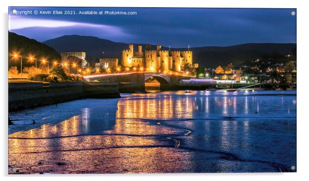 Twilight Brilliance Over Conwy Castle Acrylic by Kevin Elias