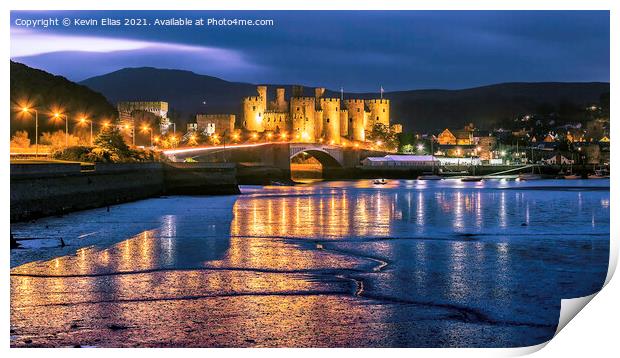 Twilight Brilliance Over Conwy Castle Print by Kevin Elias