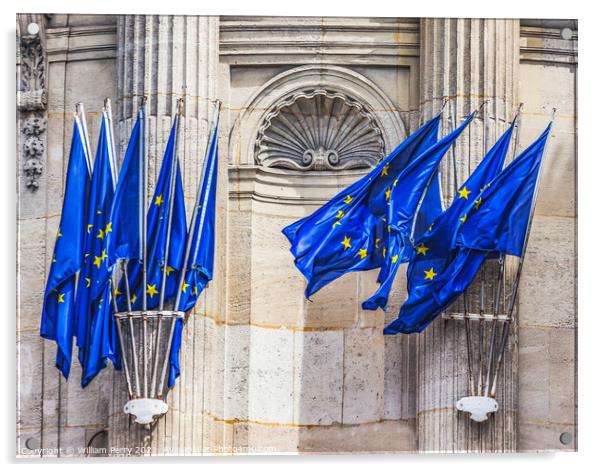 Europe EC Flags Government Building Paris France Acrylic by William Perry