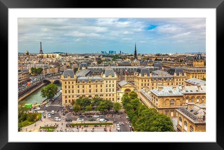 Notre Dame View Effel Tower Invalides Old Buildings Paris France Framed Mounted Print by William Perry