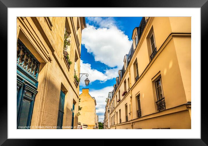 Typical City Street Paris France Framed Mounted Print by William Perry