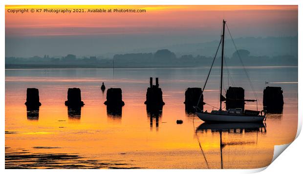 Serene Sunset on Hayling Island Print by K7 Photography