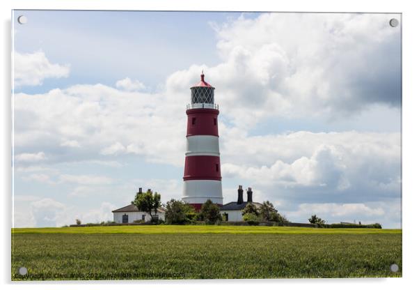 Red and white lighthouse at Happisburgh Acrylic by Clive Wells