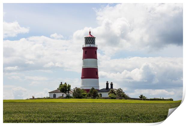 Red and white lighthouse at Happisburgh Print by Clive Wells