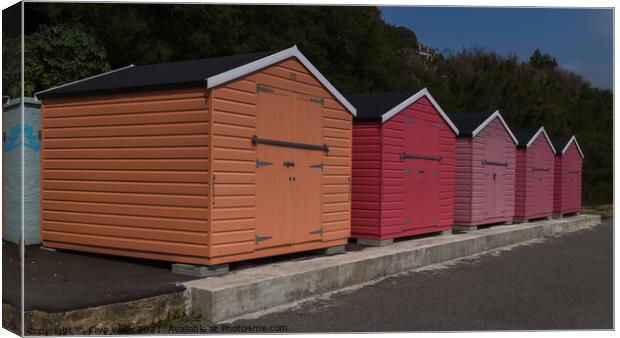 Beach huts at Folkestone. Canvas Print by Clive Wells