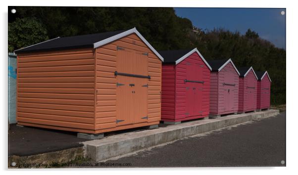 Beach huts at Folkestone. Acrylic by Clive Wells