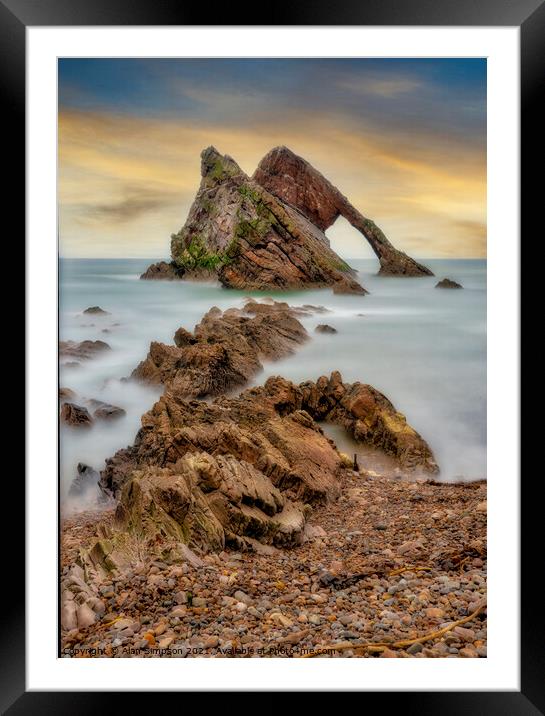 Bow Fiddle Rock, Scotland Framed Mounted Print by Alan Simpson