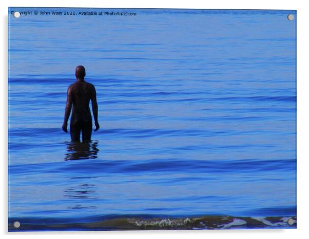 Gormley Iron Man as the tide returns Acrylic by John Wain
