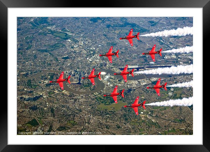 Red Arrows over Canary Wharf Framed Mounted Print by David Stanforth