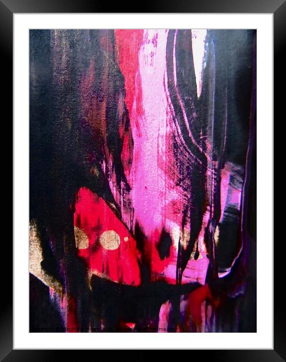Abstract in black, pink and red Framed Mounted Print by Stephanie Moore