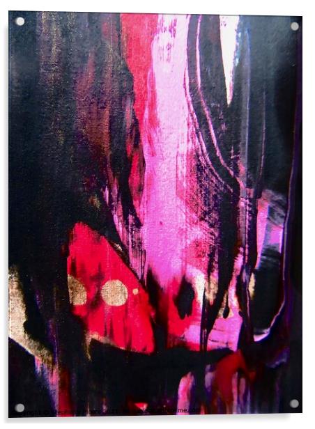 Abstract in black, pink and red Acrylic by Stephanie Moore