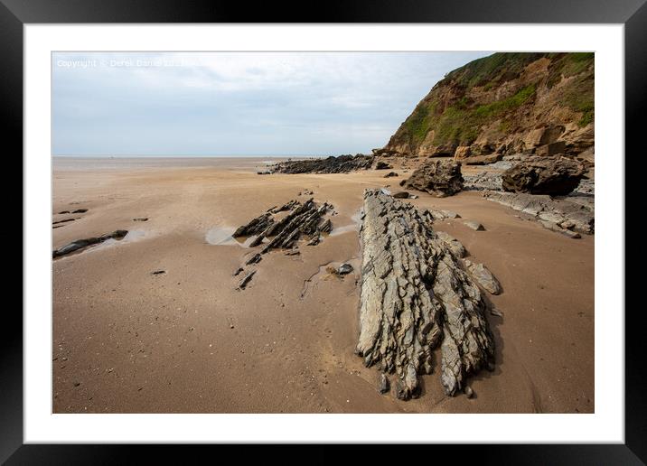 Rocks on Saunton Sands Framed Mounted Print by Derek Daniel