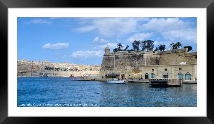 The Grand Harbour Valletta Panoramic Framed Mounted Print by Diana Mower