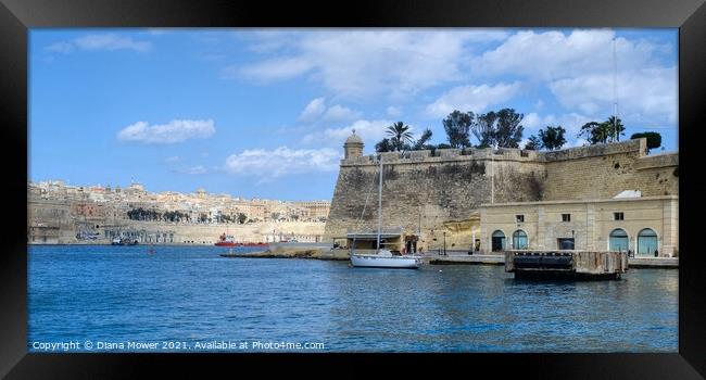 The Grand Harbour Valletta Panoramic Framed Print by Diana Mower
