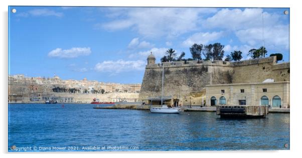 The Grand Harbour Valletta Panoramic Acrylic by Diana Mower