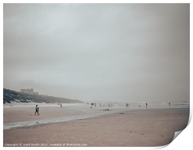 the beach at bamburgh Print by mark Smith