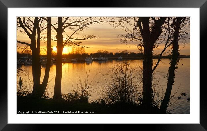 Silhouette of trees at sunset Framed Mounted Print by Matthew Balls
