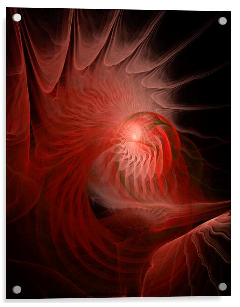 Red Jellyfish Abstract Art Acrylic by Maria Forrester
