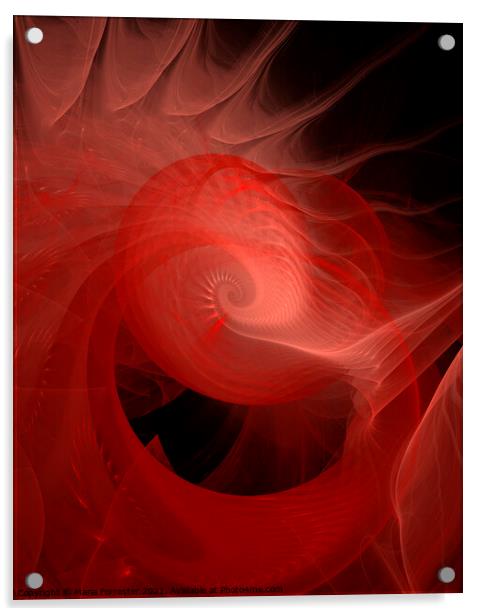 Red Sea Shell Abstract Art Acrylic by Maria Forrester