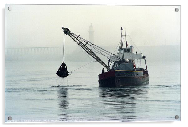 Dredger working in Whitby Harbour Acrylic by Keith Bowser