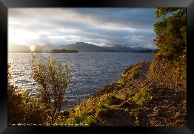 Loch Lomond in the dying light Framed Print by Paul Pepper