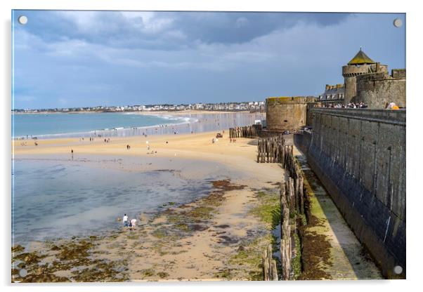 beach in Saint Malo, Brittany Acrylic by peter schickert