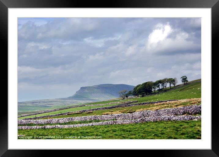 Ingleborough Yorkshire  Framed Mounted Print by Les Schofield