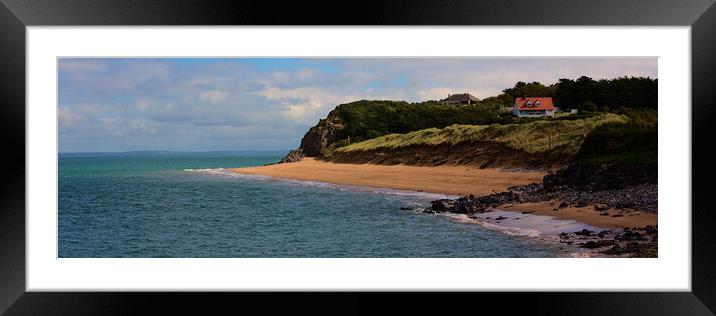 Caldey Island Beach Panorama Framed Mounted Print by Jeremy Hayden
