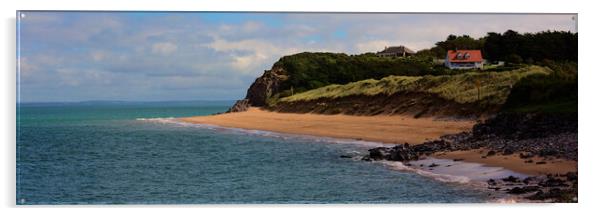 Caldey Island Beach Panorama Acrylic by Jeremy Hayden