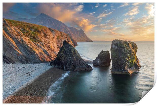 Sea stacks at Trefor on the Llyn Peninsula Print by Rory Trappe