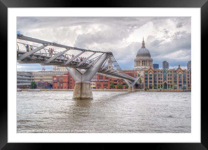 Millennium Bridge Framed Mounted Print by Chris Day