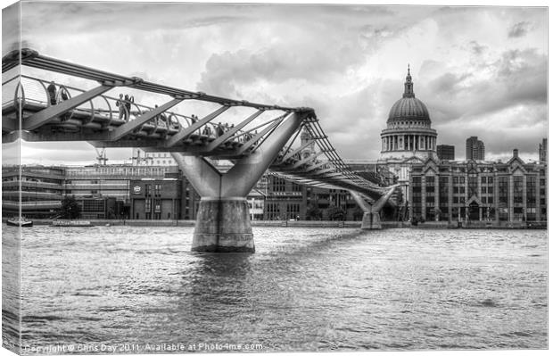 Millennium Bridge in black and white Canvas Print by Chris Day