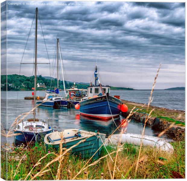 An exceptionally high tide at Broadford Old Pier. Canvas Print by Richard Smith