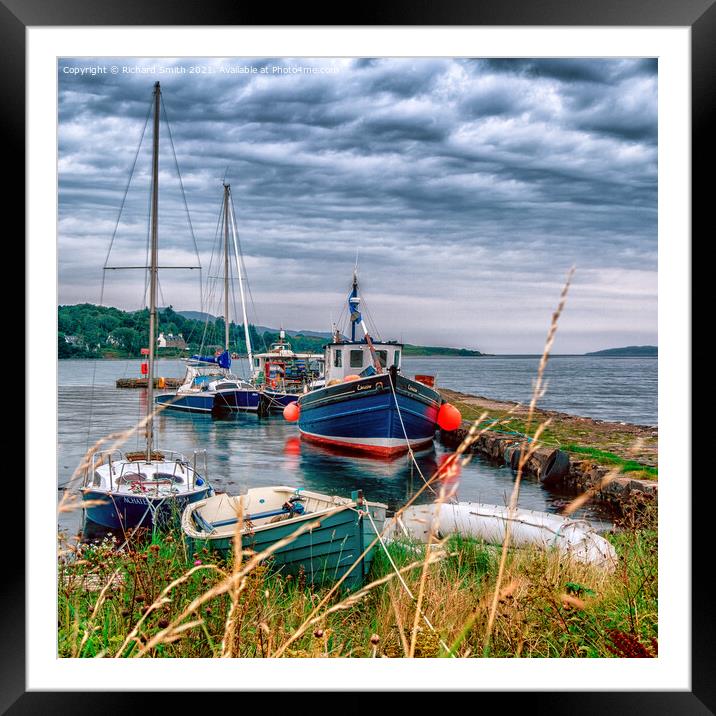 An exceptionally high tide at Broadford Old Pier. Framed Mounted Print by Richard Smith