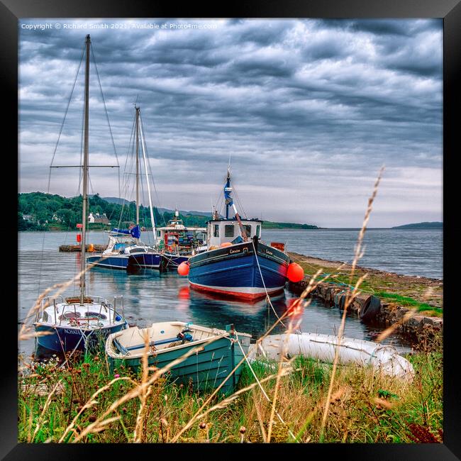 An exceptionally high tide at Broadford Old Pier. Framed Print by Richard Smith