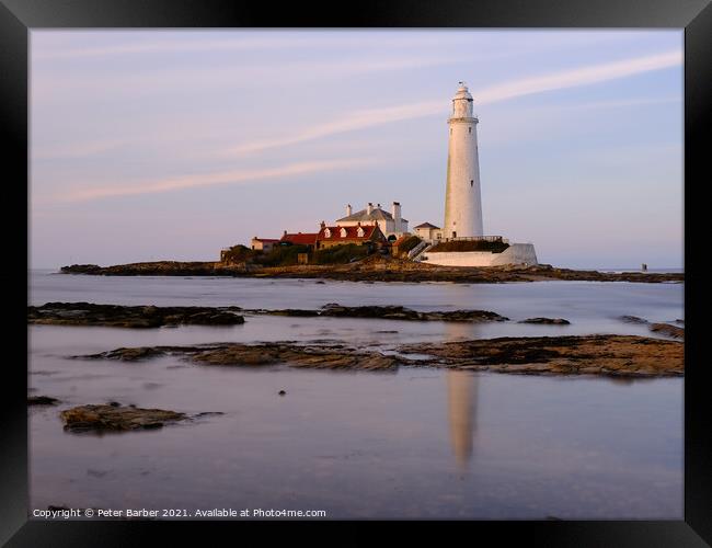St Mary's Lighthouse Framed Print by Peter Barber