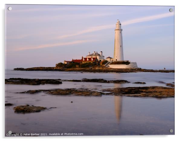 St Mary's Lighthouse Acrylic by Peter Barber