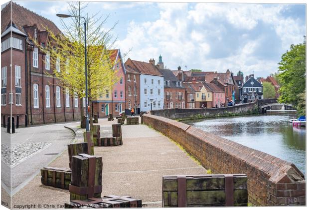 Quayside and the River Wensum, Norwich Canvas Print by Chris Yaxley
