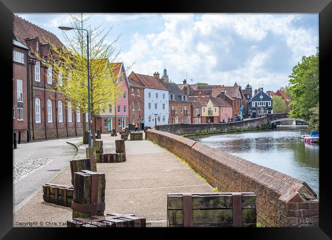 Quayside and the River Wensum, Norwich Framed Print by Chris Yaxley