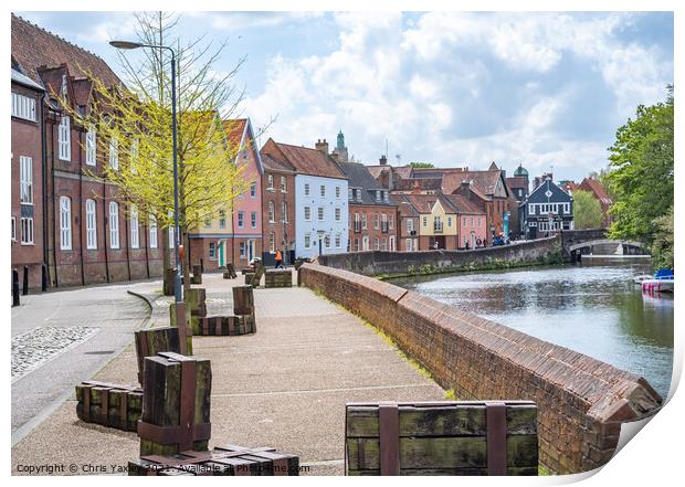 Quayside and the River Wensum, Norwich Print by Chris Yaxley