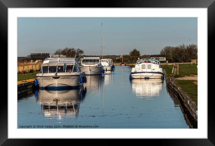 Early morning on Thurne Dyke, Norfolk Broads Framed Mounted Print by Chris Yaxley
